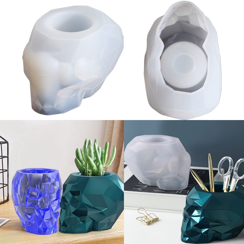 Terracotta Pot - Skull Shape Mold Pen Holder Silicone