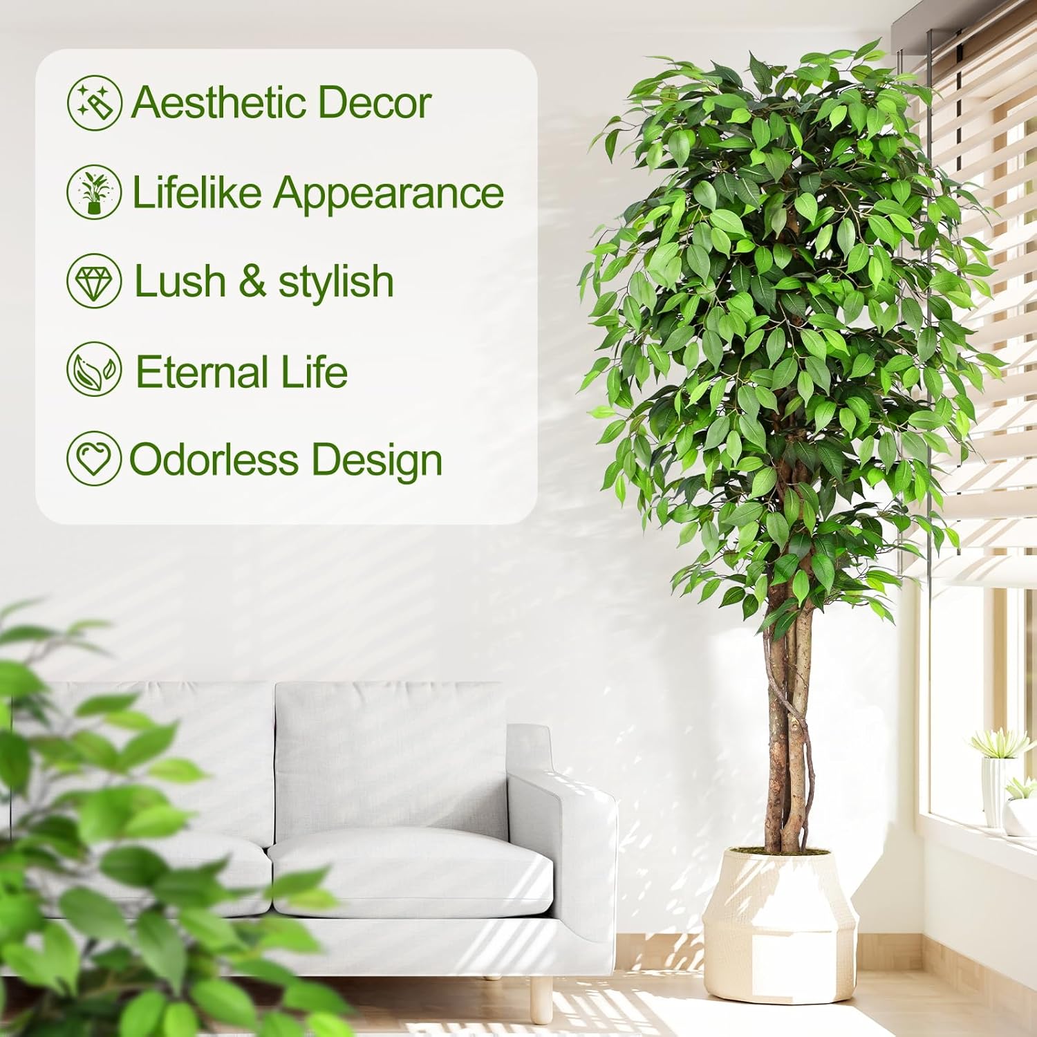 Lifelike Artificial Ficus Tree - огляд і ціна Fiddle Leaf Fig